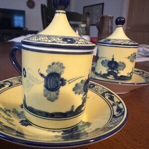 Ginori 1735 Citrine Orinete Italiano Coffee Set for Two  - unused